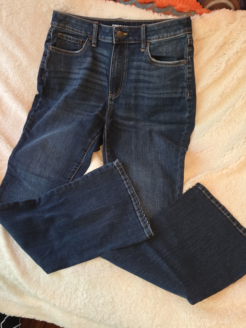 Sonoma Womens Flair Jeans in Dark Blue Denim